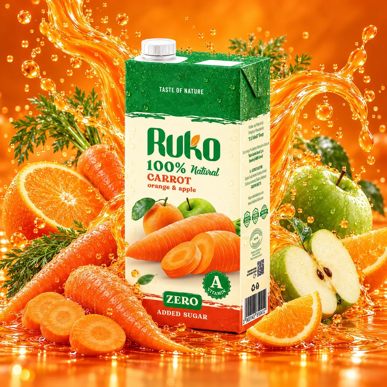 Ruko Carrot, Orange & Apple 1 l — kwadratowa kompozycja