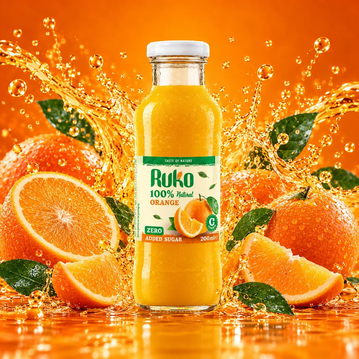Ruko Orange 200 ml — pełna kwadratowa kompozycja
