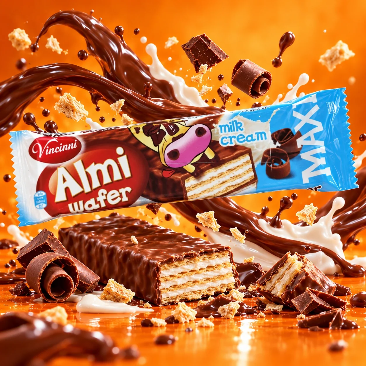 Vincinni Almi Wafer Maxi 58 g — pełna kwadratowa kompozycja