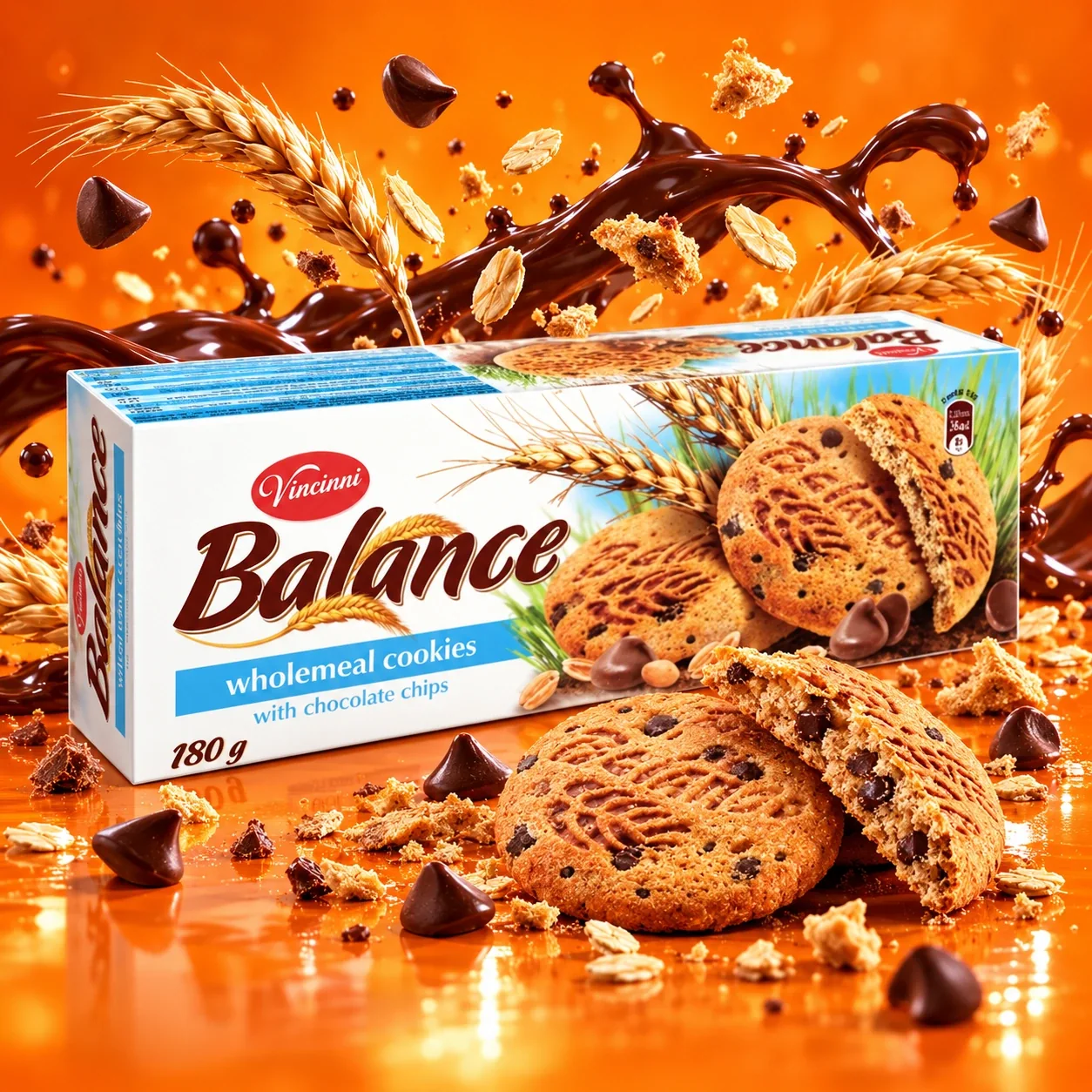 Vincinni Balance Choco Chips 180 g — pełna kwadratowa kompozycja