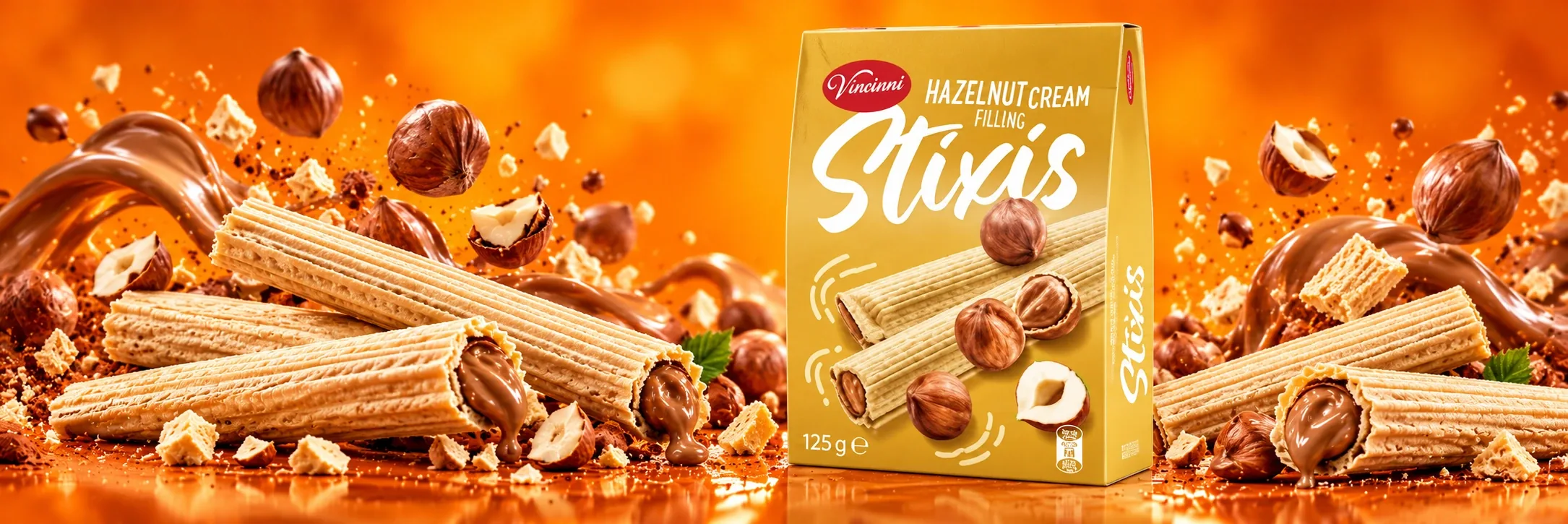 Stixis Wafer Sticks Hazelnut 125g