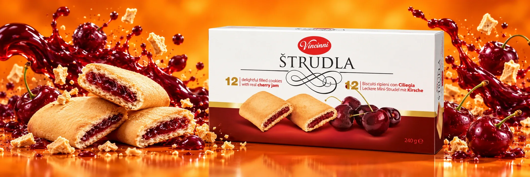 Strudla Cookie Bar Cherry 240g