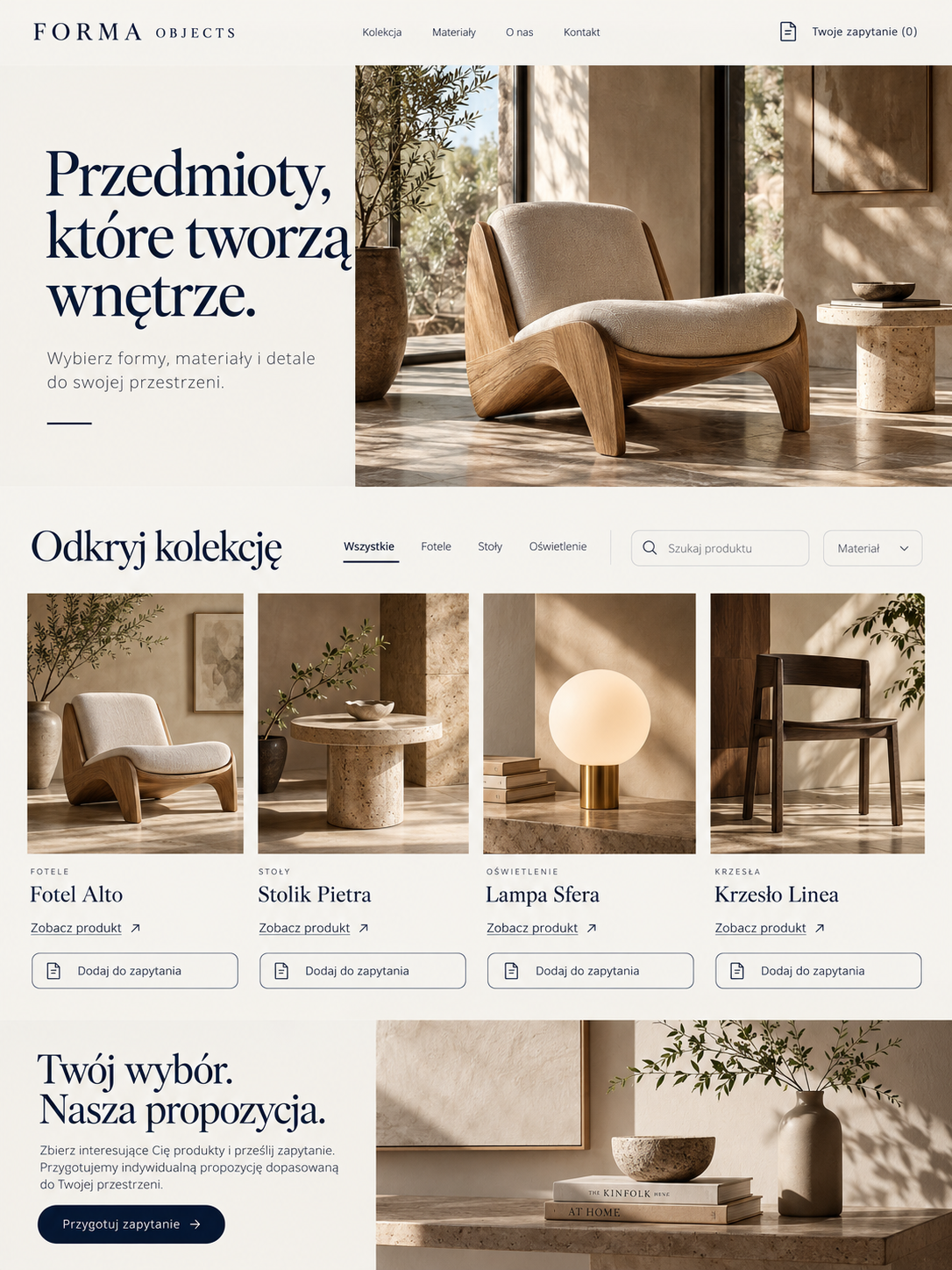 Podgląd przykładowej strony Forma Objects